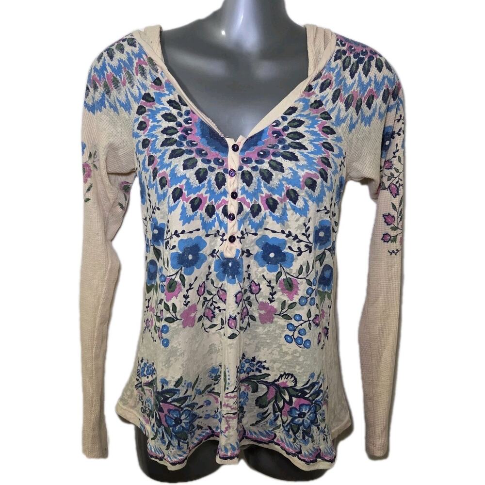 Free People Winter Garden Hooded Henley Aso Alex Russo Women's Size XS Rare Boho